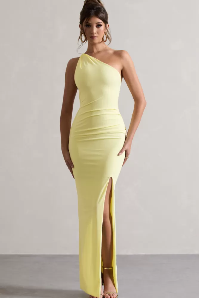 Club L London Dressing Up | One Shoulder Maxi Dress With Open Back Detail LEMON Outlet