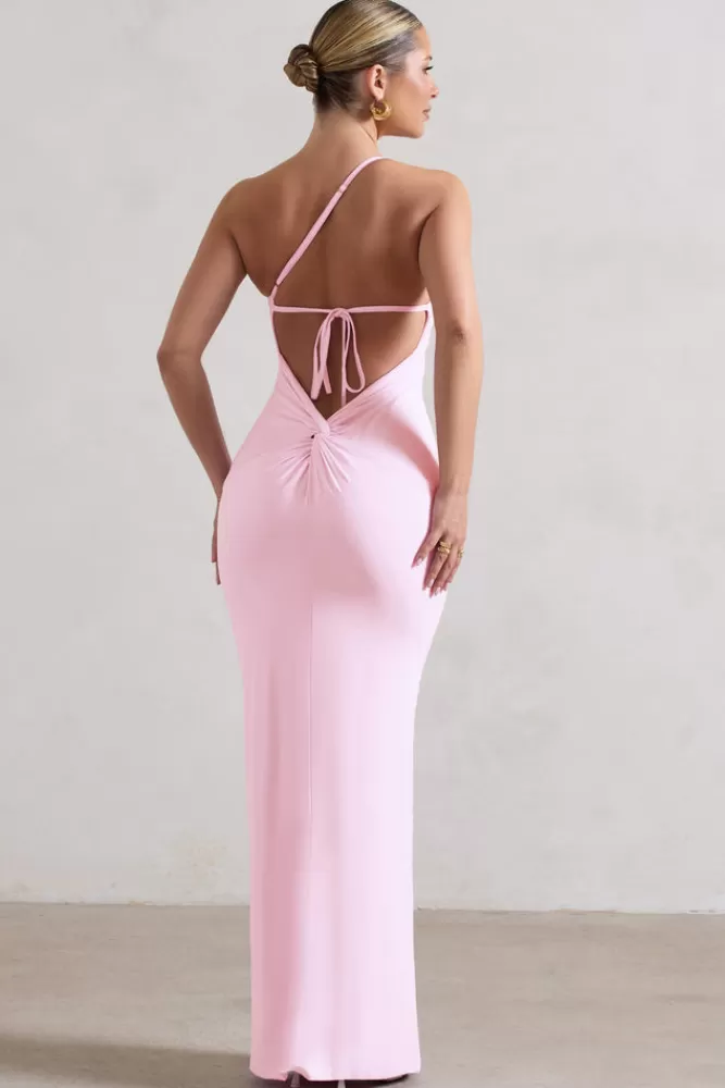 Club L London Dressing Up | Pink One Shoulder Maxi Dress With Open Back Detail PINKTULLE Online