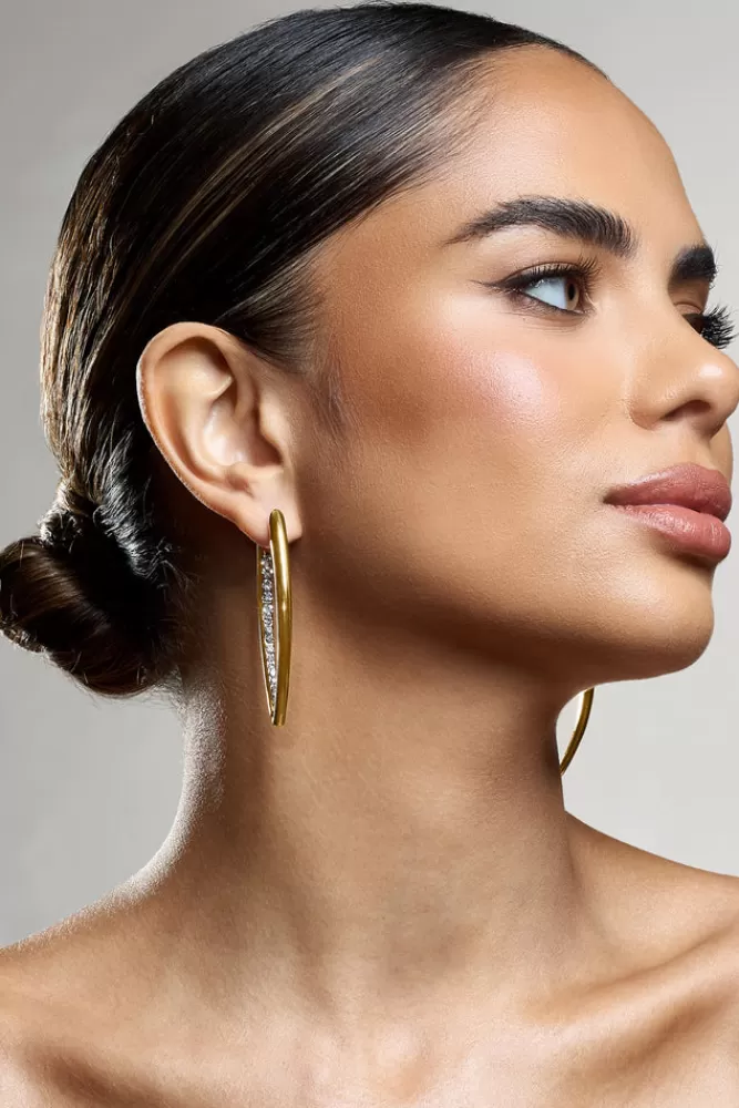 Club L London Effortless | Diamante Dangle Earrings GOLD Fashion