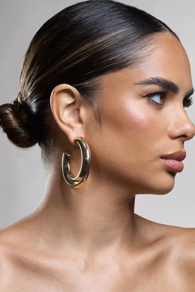 Club L London Ennis | Chunky Hoop Earrings GOLD Store