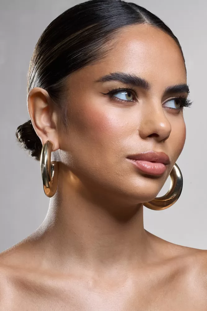 Club L London Ennis | Chunky Hoop Earrings GOLD Store