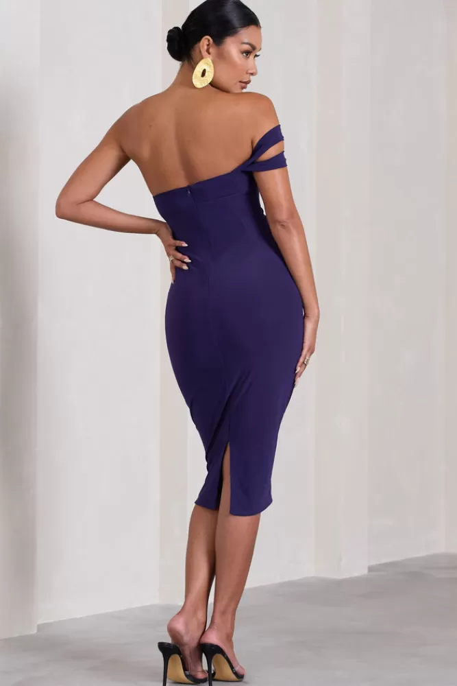 Club L London Eviana | Purple Bodycon Sleeveless Twist Maternity Midi Dress BLACKBERRYJAM Best