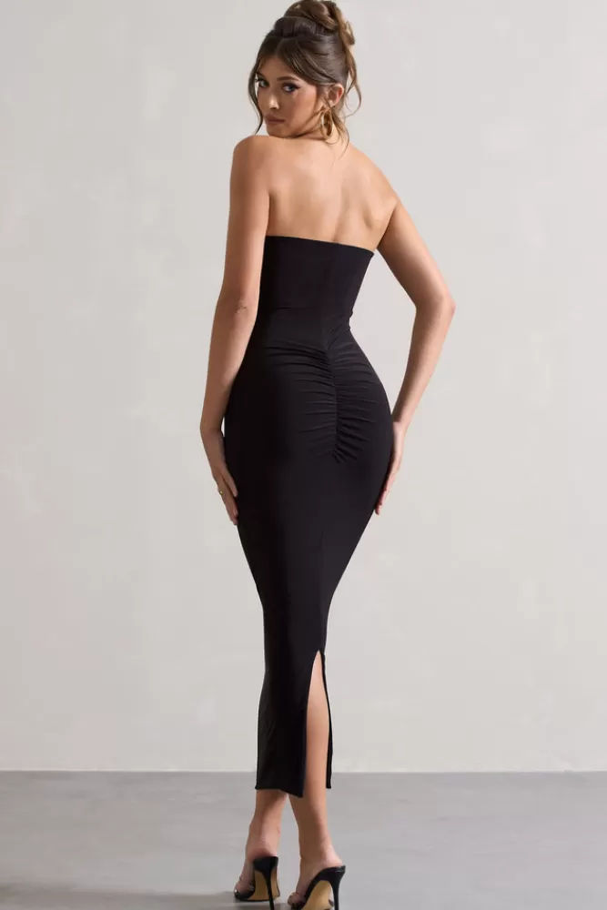 Club L London Evita | Sweetheart Twist Detail Maxi Dress BLACK Sale