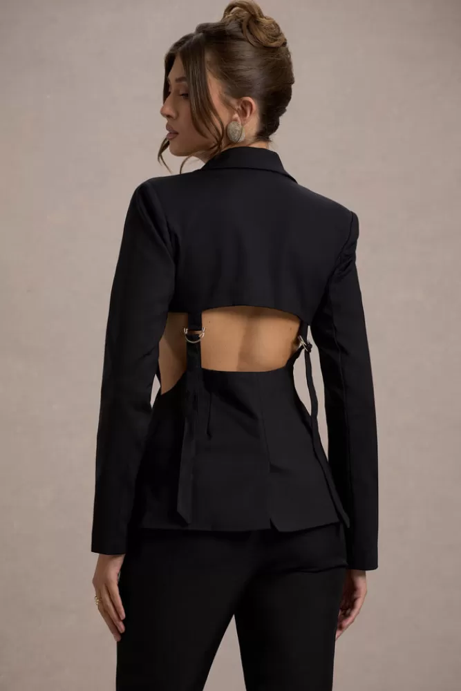 Club L London Fixation | Tailored Cut Out Blazer BLACK Best