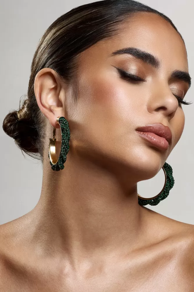 Club L London Forest | Green Diamante Hoop Earrings GREENEMERALD Shop