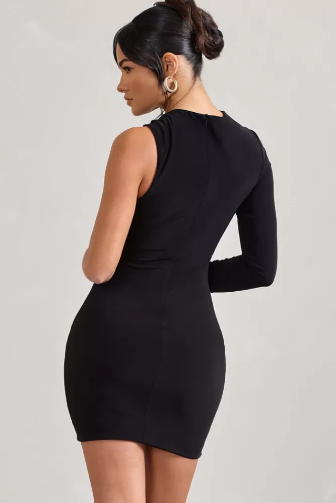 Club L London Fusion | Asymmetric Twisted Bodycon Mini Dress BLACK Online