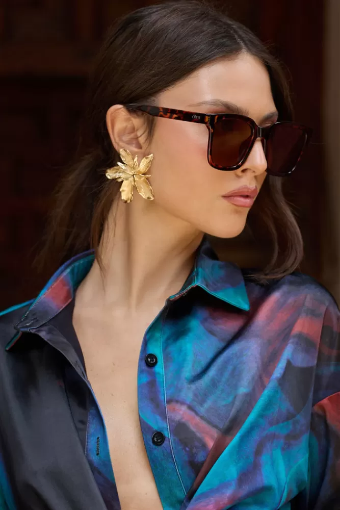 Club L London Fyn | Otra Tortoiseshell Oversized Classic Square Sunglasses BROWN Clearance
