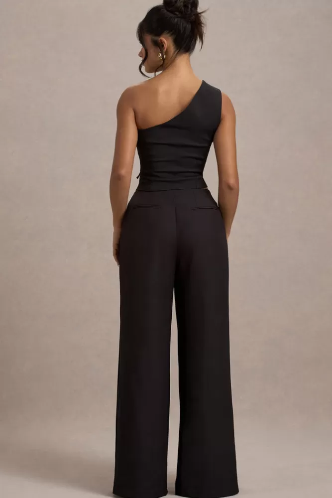 Club L London Galilea | Pleated Wide-Leg Trousers BLACK Discount