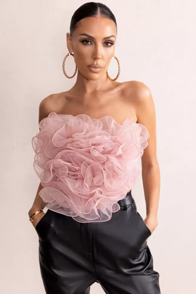 Club L London Glorious | Pink Strapless Organza Corset Top NUDE Shop