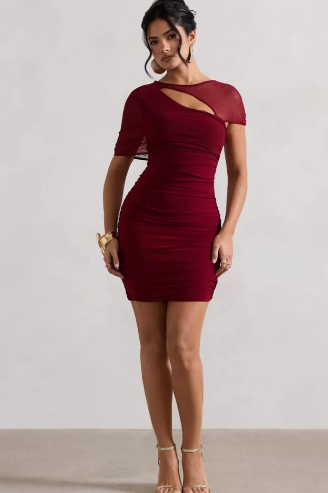 Club L London Himalaya | Ruched Mini Dress With Mesh Overlay MULBERRY Outlet