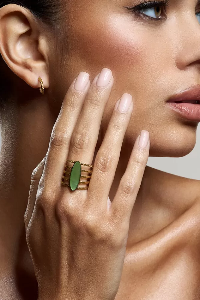 Club L London Hydra | Green Stacked Statement Ring GOLD Store