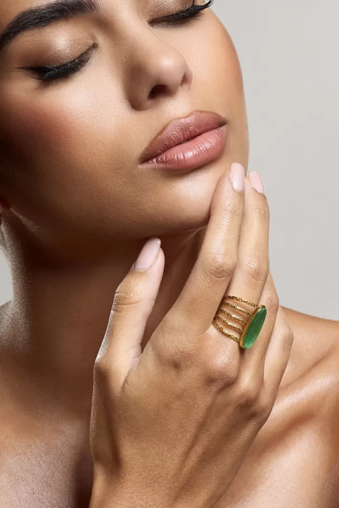 Club L London Hydra | Green Stacked Statement Ring GOLD Store