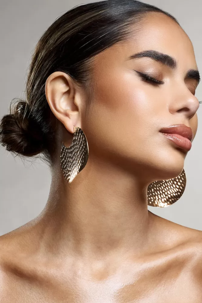 Club L London Iman | Hammered Disc Earrings GOLD Best