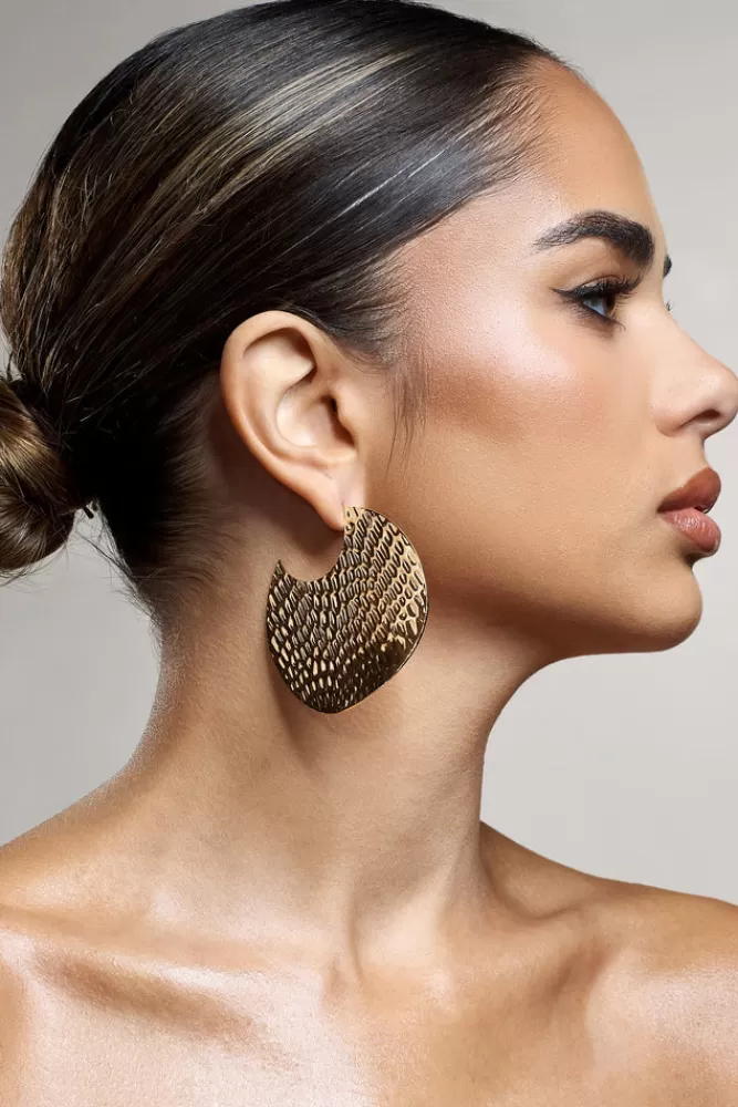 Club L London Iman | Hammered Disc Earrings GOLD Best