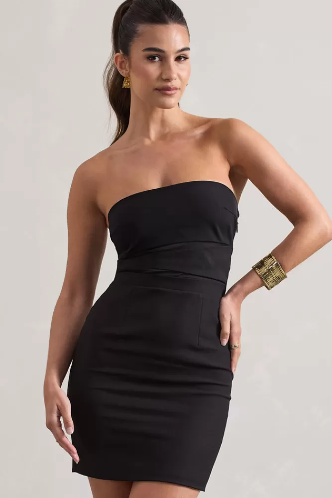 Club L London Indie | Bodycon Bandeau Mini Dress With Cut-Outs BLACK Flash Sale