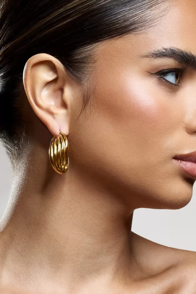 Club L London Indigo | Chunky Twisted Hoop Earrings GOLD Shop