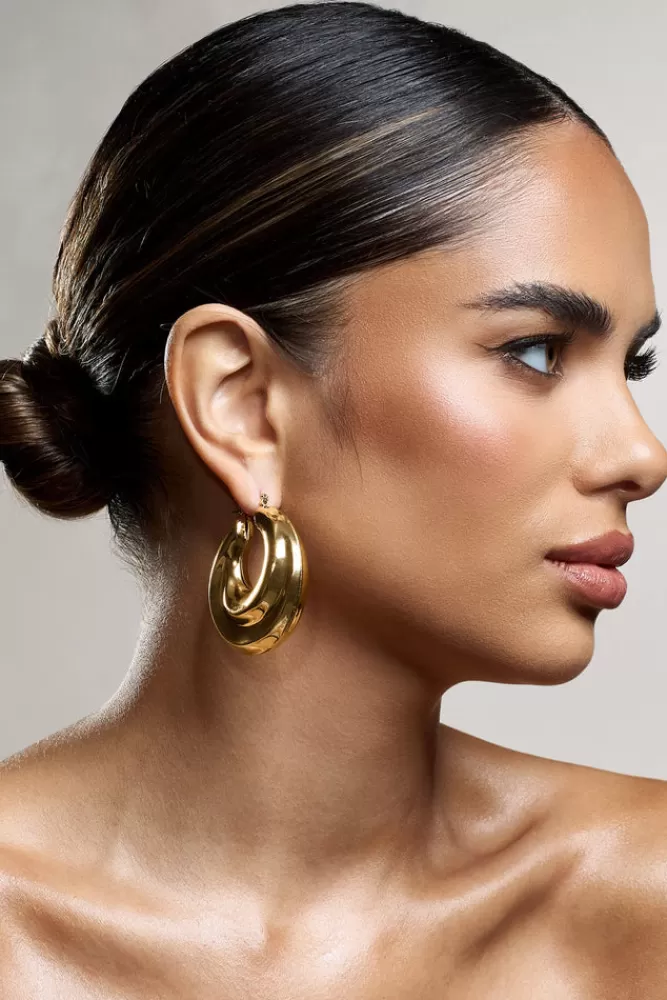 Club L London Iowa | Chunky Statement Hoop Earrings GOLD Hot