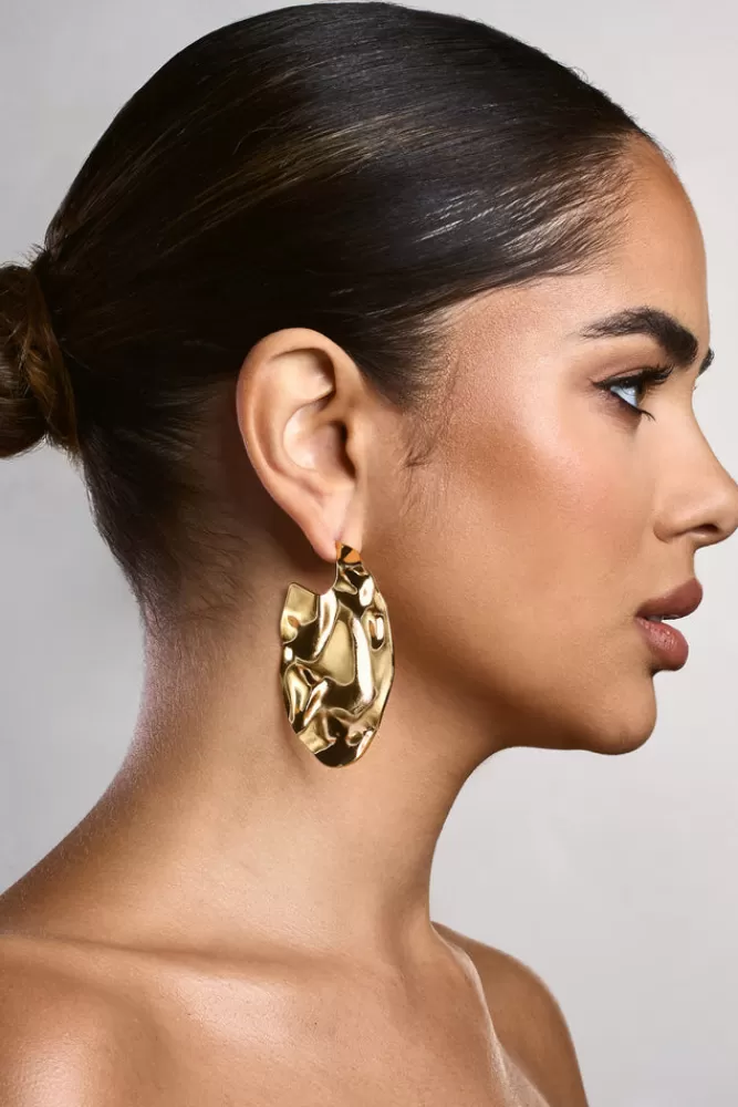 Club L London Ishani | Textured Disc Earrings GOLD Fashion