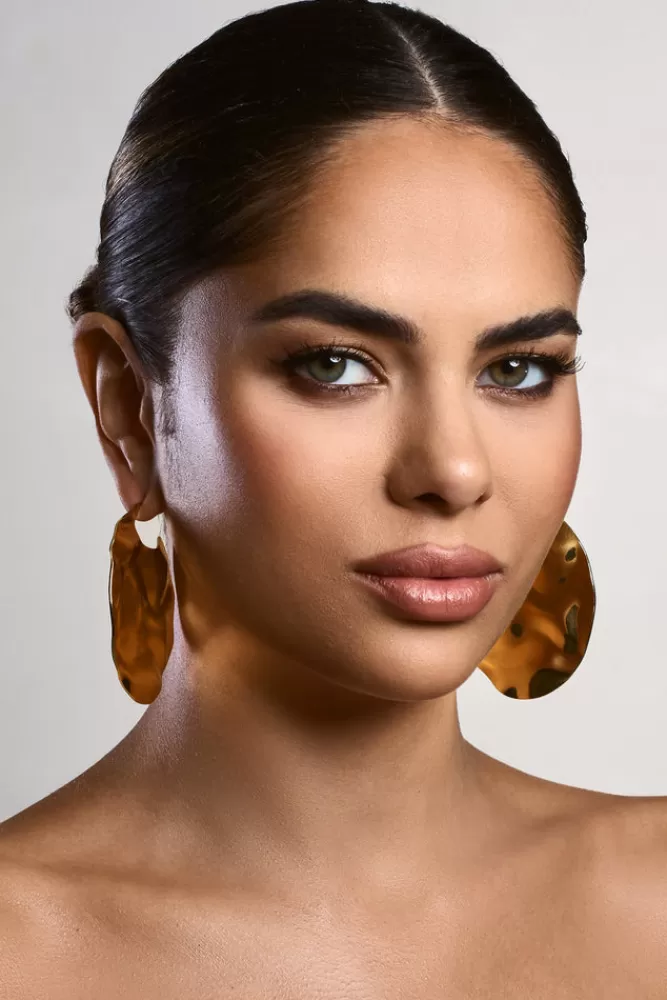 Club L London Ishani | Textured Disc Earrings GOLD Fashion