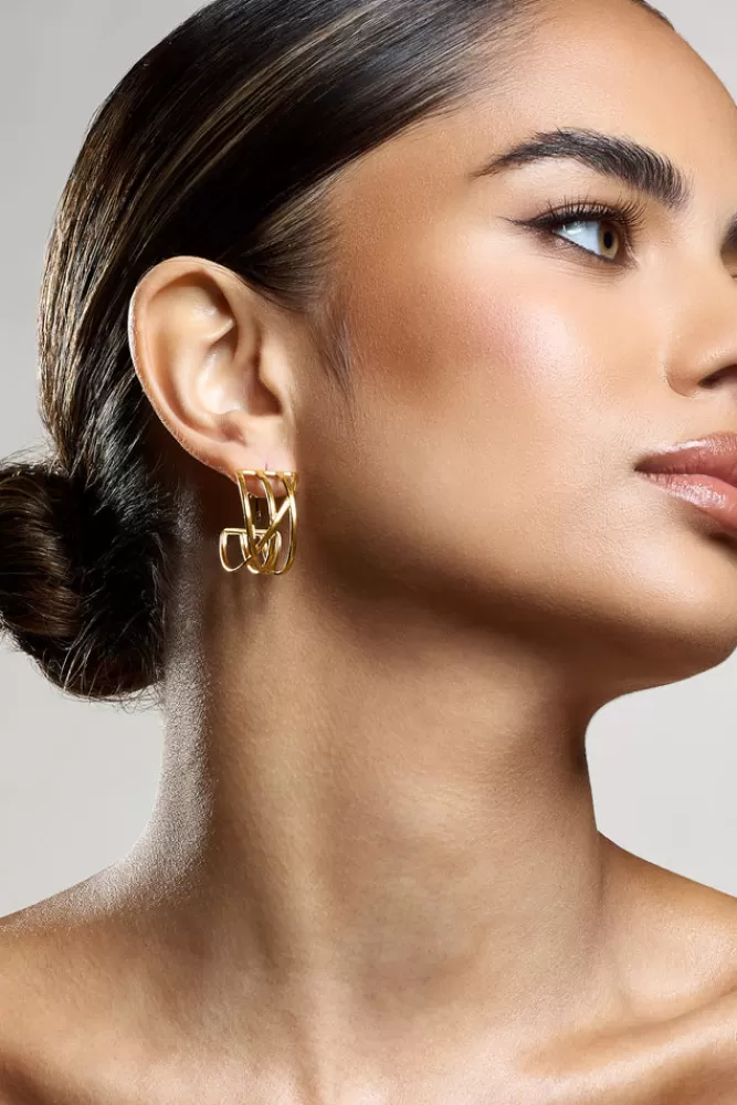 Club L London Jamille | Layered Hoop Earrings GOLD Flash Sale