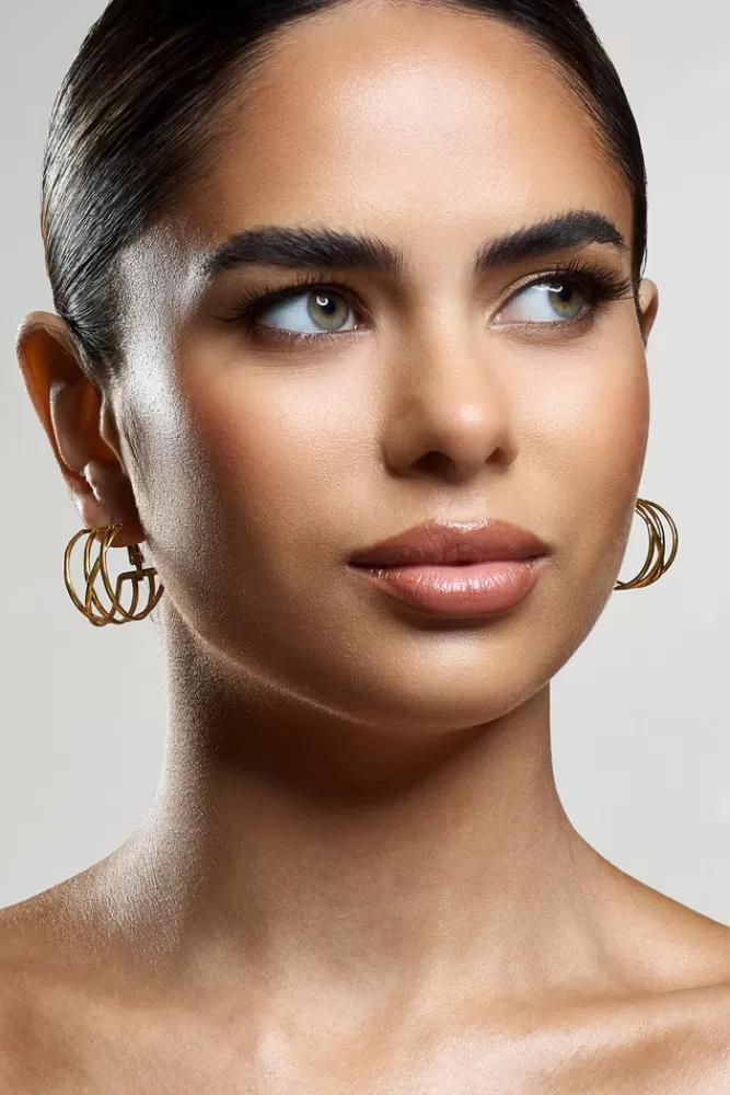 Club L London Jamille | Layered Hoop Earrings GOLD Flash Sale