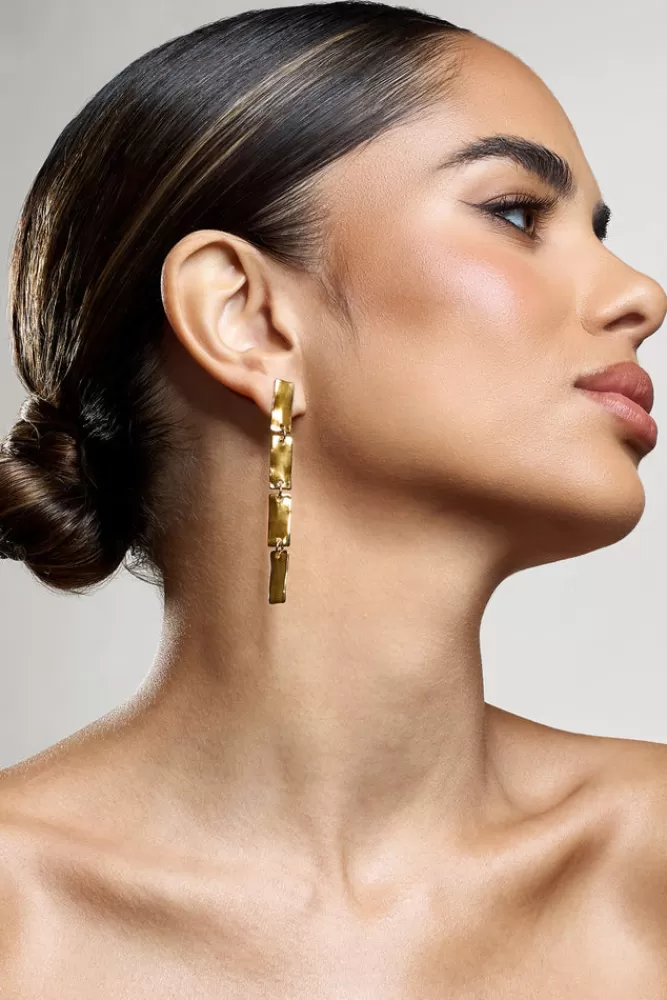 Club L London Jolene | Rectangular Drop Earrings GOLD Hot