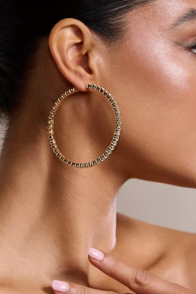 Club L London Jude | Diamante Large Hoop Earrings GOLD Shop