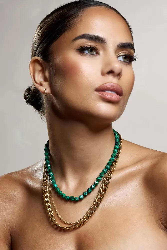 Club L London Juni | u0026 Gold Layered Necklace GREEN Best