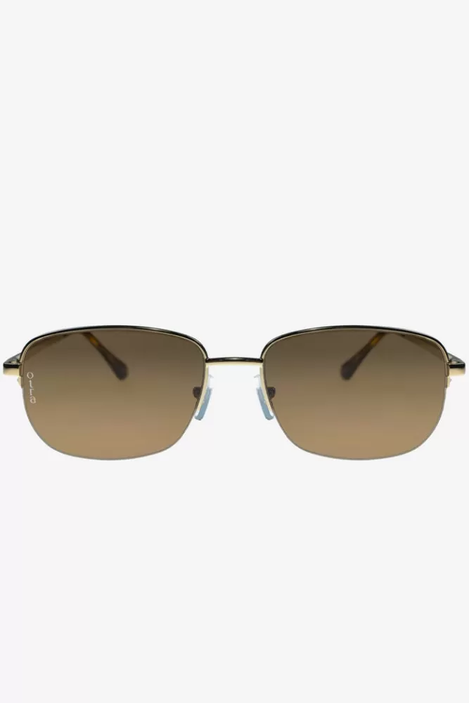 Club L London Junior | Otra Small Rectangular Vintage Style Sunglasses GOLD Cheap