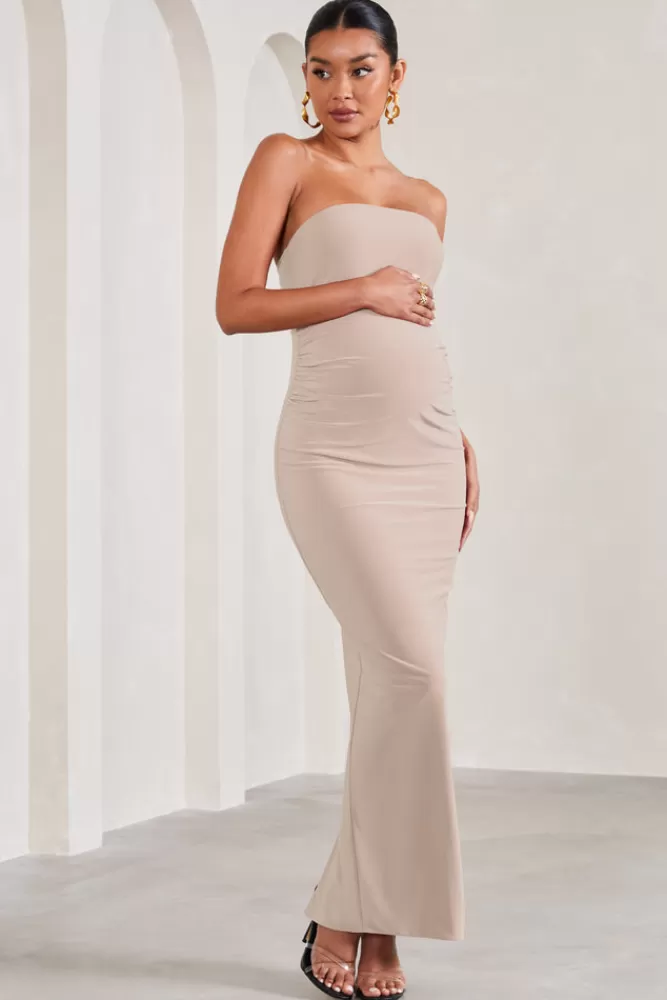 Club L London Juniper | Strapless Maternity Maxi Dress CHAMPAGNE Best