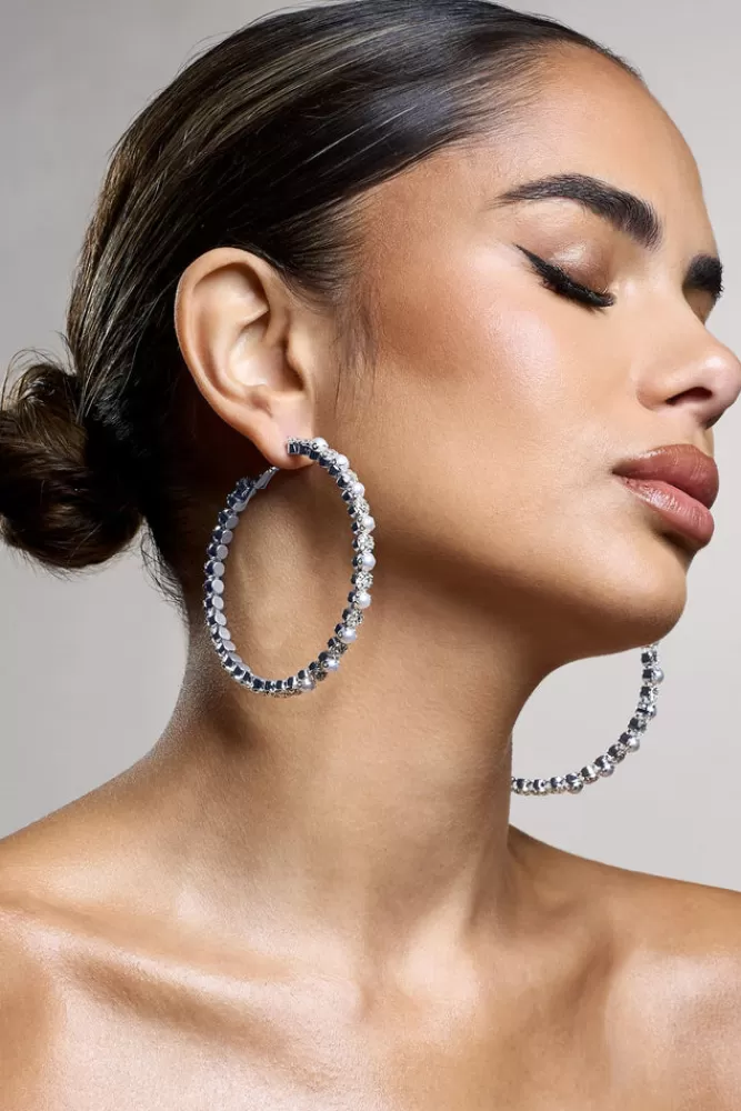 Club L London Kassandra | Diamante Hoop Earrings SILVER Shop