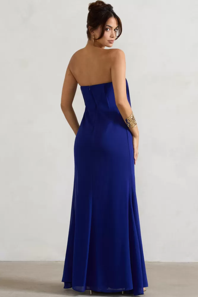 Club L London Kaz | Royal Blue Chiffon Sweetheart Maxi Dress ROYALBLUE Cheap