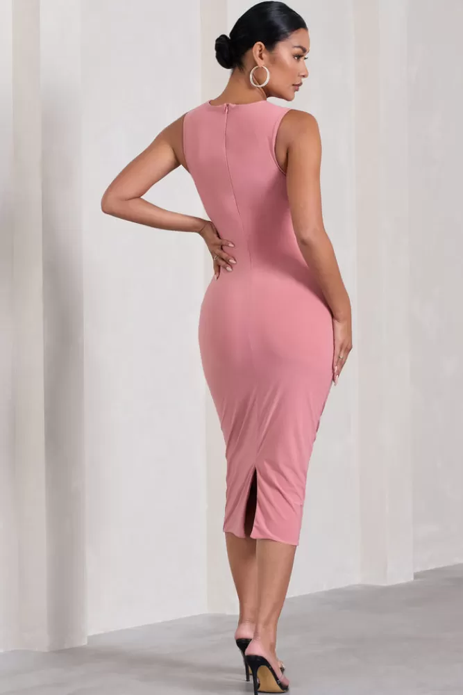 Club L London Kerry | Blush Pink High-Neck Sleeveless Maternity Midi Dress BLUSHPINK Flash Sale