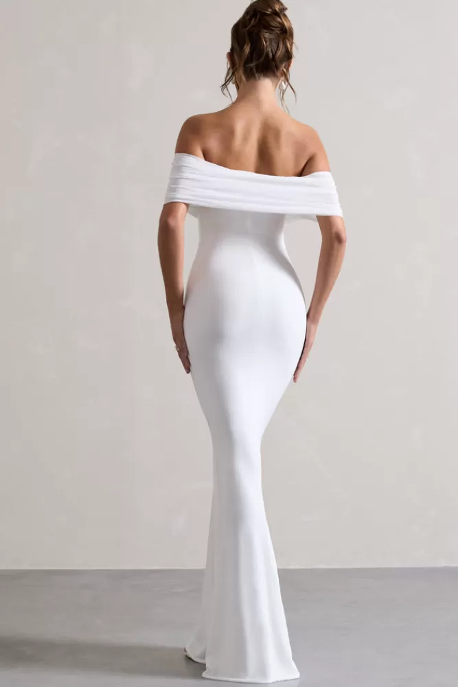 Club L London Kiana | Bardot Maxi Dress WHITE Sale