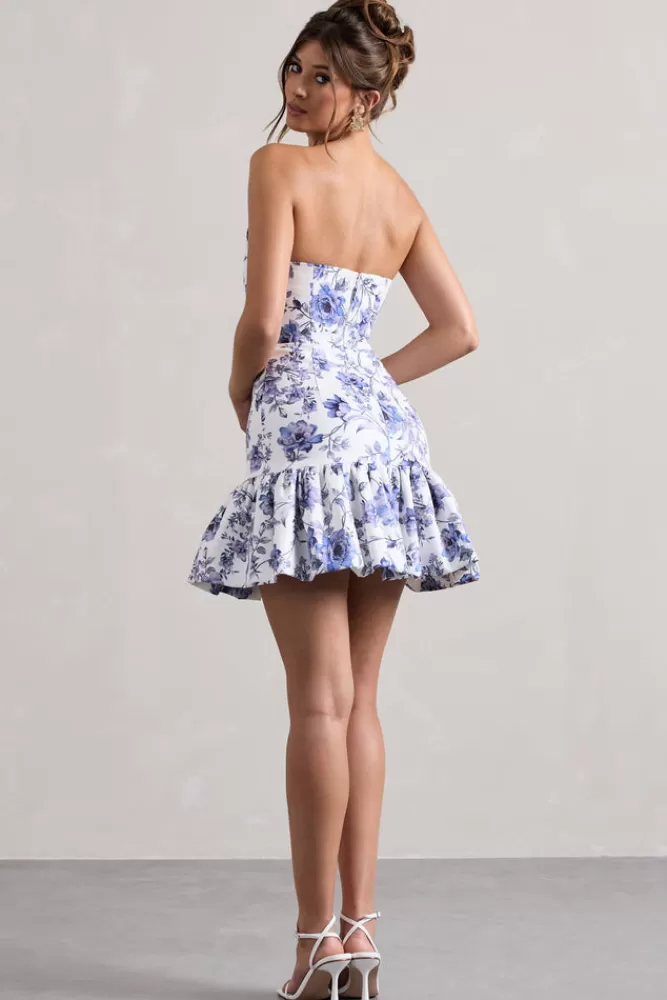 Club L London Koko | Floral Print Sweetheart Mini Dress With Ruffle Hem FLORALPRINT Best