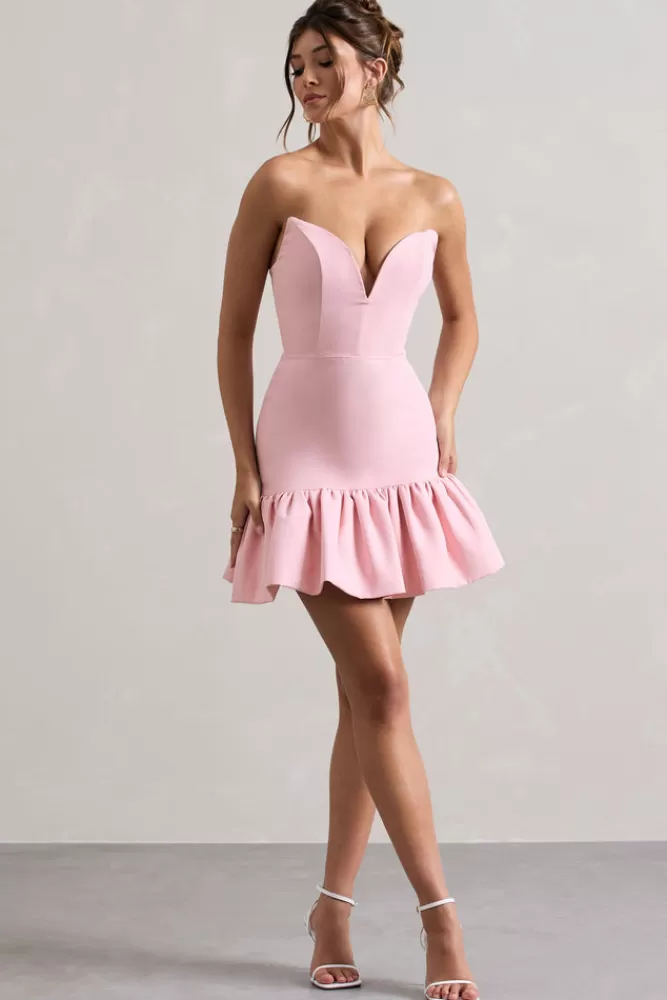 Club L London Koko | Sweetheart Mini Dress With Ruffle Hem PINK Outlet