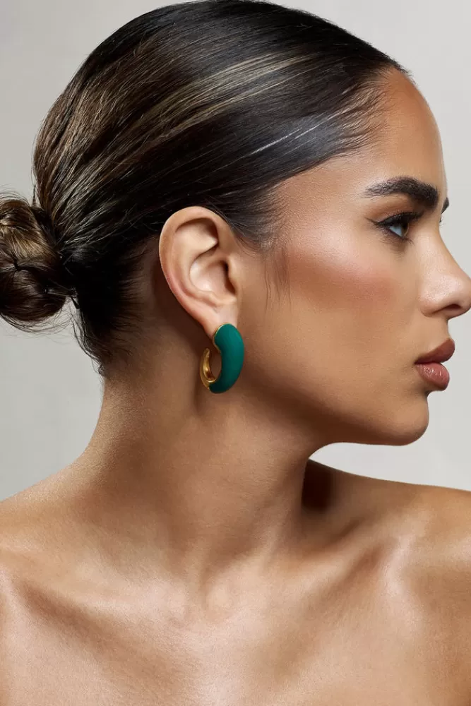 Club L London Lavern | Chunky Hoop Earrings GREEN Outlet