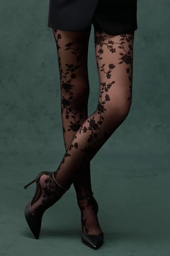 Club L London Levante | Gabriella Bold Floral Tights Black Store