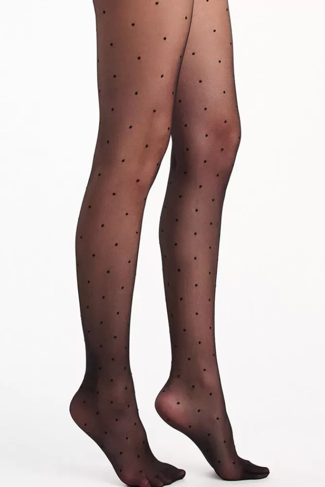 Club L London Levante | Sienna Sheer Spot Tights Black Clearance