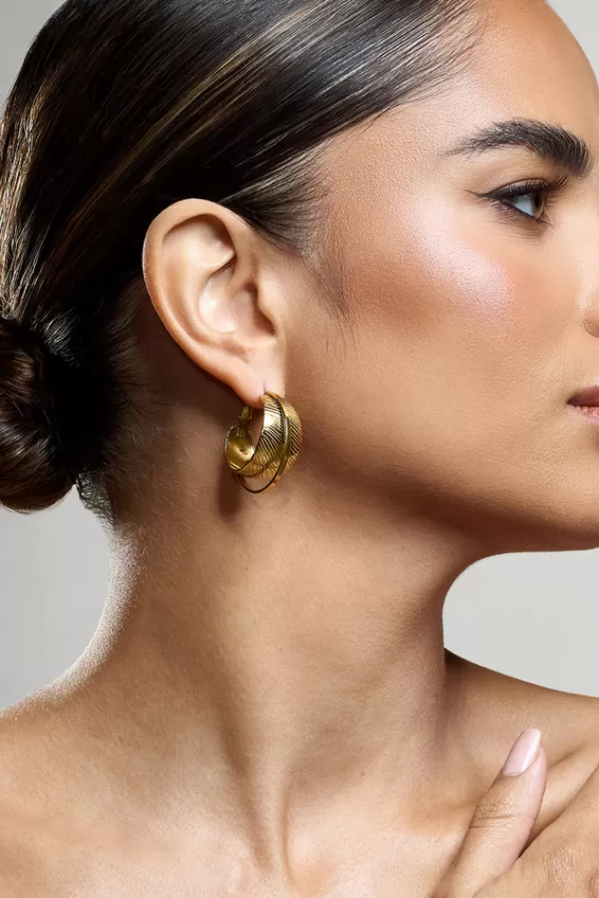 Club L London Liko | Layered Hoop Earrings GOLD Sale