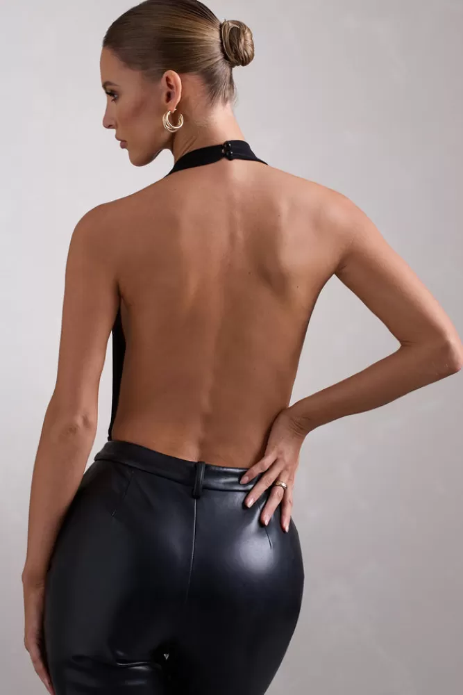 Club L London Lissy | Cowl Neck Bodysuit BLACK Clearance