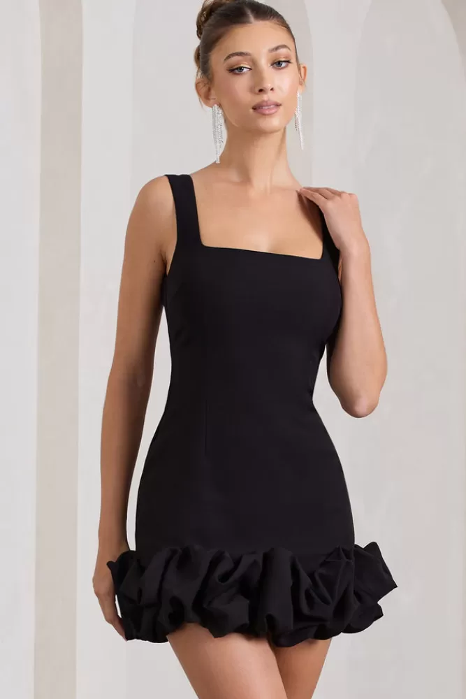 Club L London Lucy | Strappy Mini Dress With Ruffle Trim BLACK Discount