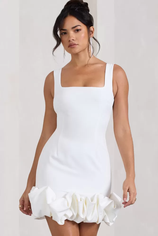 Club L London Lucy | Strappy Mini Dress With Ruffle Trim WHITE Best