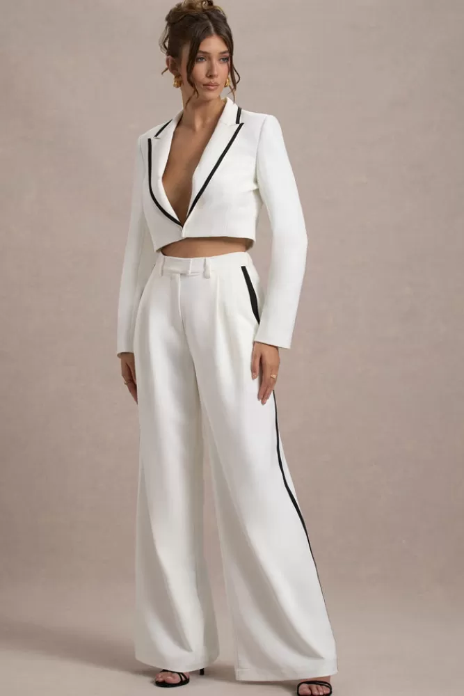 Club L London Maiya | High-Waist Wide-Leg Trousers WHITE Cheap