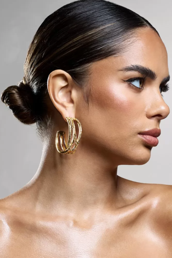 Club L London Mambo | Layered Hoop Earrings GOLD Sale