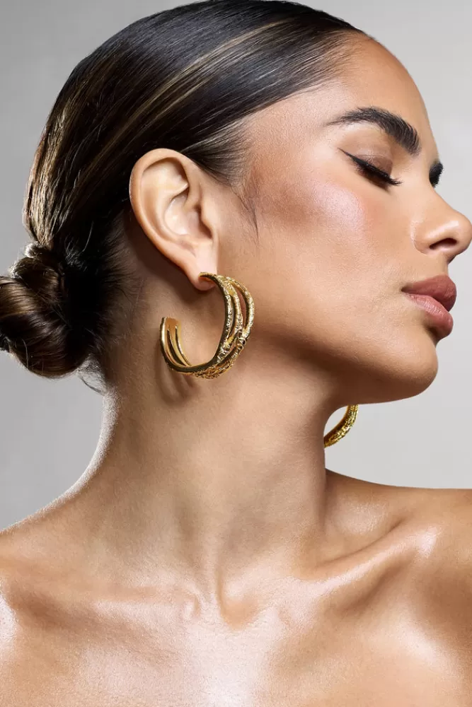 Club L London Mambo | Layered Hoop Earrings GOLD Sale