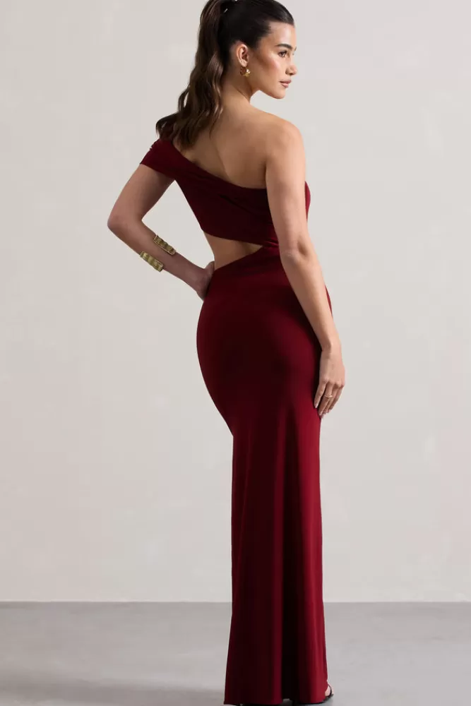 Club L London Milos | One-Shoulder Cut-Out Maxi Dress With Split BERRY Best