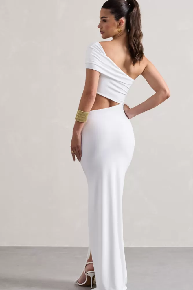 Club L London Milos | One-Shoulder Cut-Out Maxi Dress With Split WHITE Best Sale