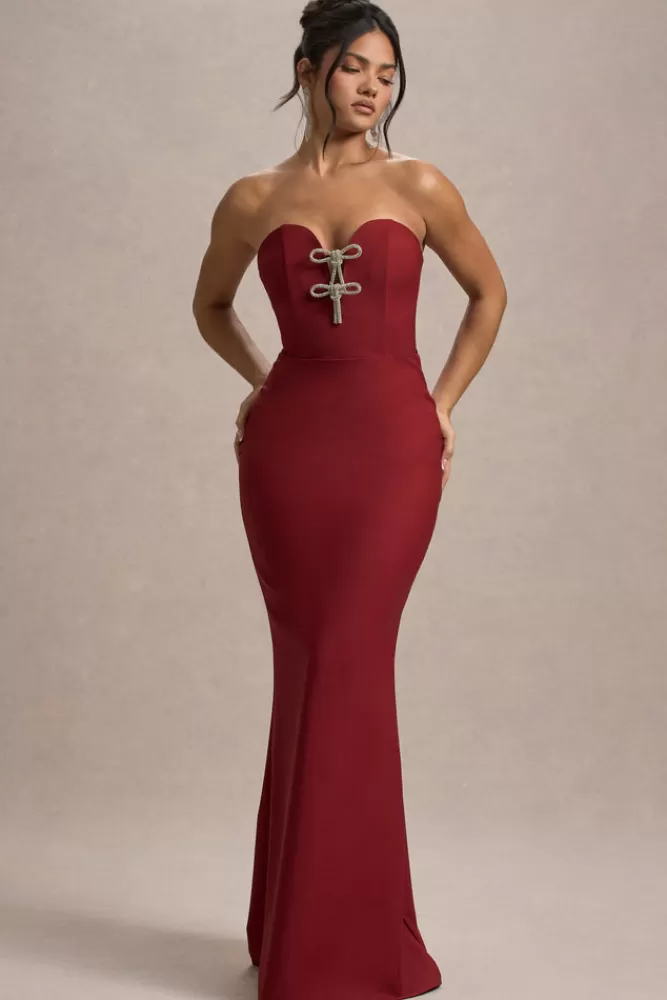 Club L London Molly | Strapless Sweetheart Maxi Dres BERRY Store