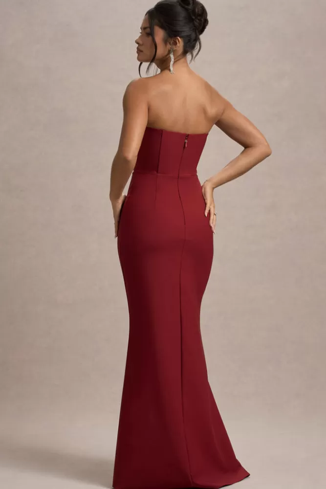 Club L London Molly | Strapless Sweetheart Maxi Dres BERRY Store